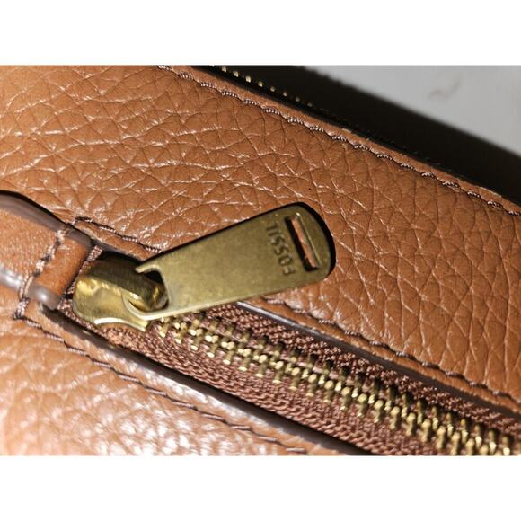 Fossil Kinley Medium Brown Pebbled Leather Crossbody Purse Bag 12x9x2 - Picture 11 of 13